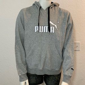 Puma Pullover Fleece Hooded Sweatshirt Teens  Sz. M  Grey/black  Color